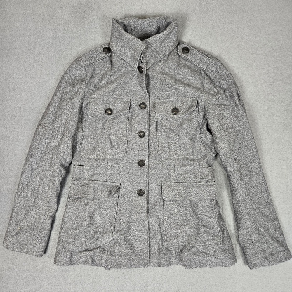 Rag & Bone Leigh Jacket Womens 8 Gray Military Feild Button Front Cotton